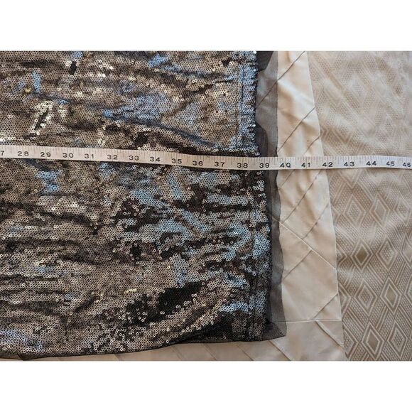 Tadashi collection silver sequin strapless dress black tulle overlay sz … - Picture 3 of 6